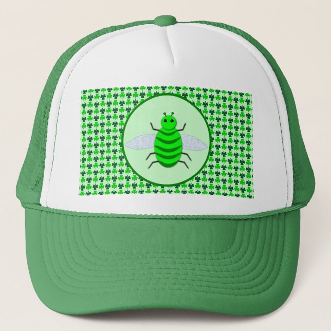 Gorra De Camionero Saint Patricks Day Bee and Shamrocks (Anverso)