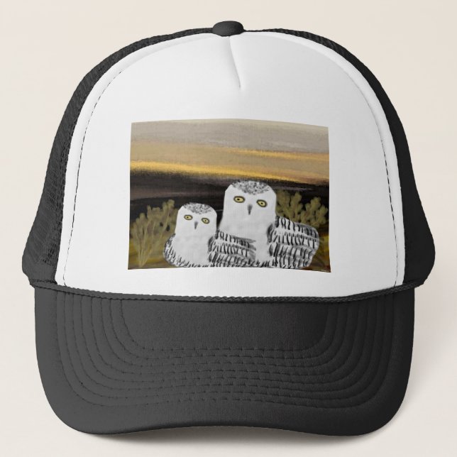 Gorra De Camionero Salida del sol del búho Nevado (Anverso)