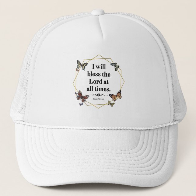 Gorra De Camionero Salmo 34 1 Biblia cristiana contra cita (Anverso)