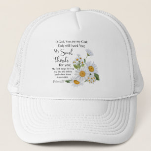Gorra De Camionero Salmo 63:1 Biblia Escritura Flores de Chamomile