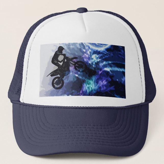 Gorra De Camionero Salto a través del espacio - Motocross Rider (Anverso)