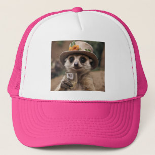Gorra De Camionero "Salud a la vida: Gran Meerkat disfruta de un vaso