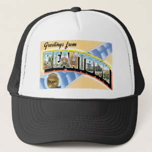 Gorra De Camionero ¡Saludos de Beantown! Postal del vintage