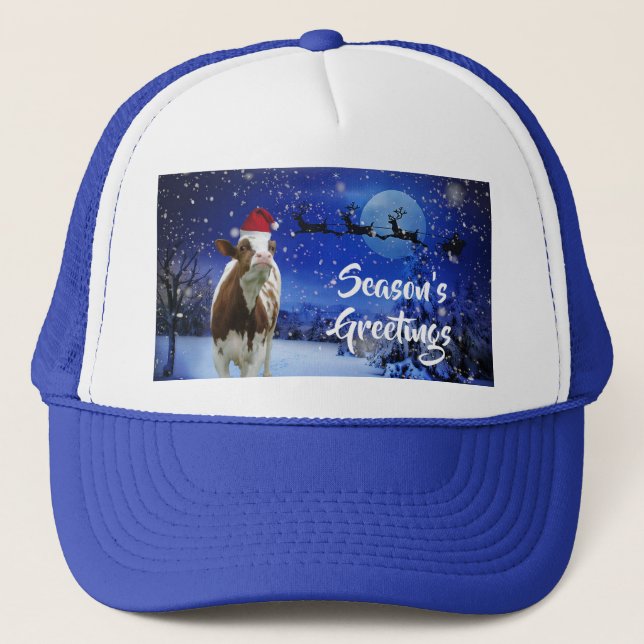Gorra De Camionero Saludos de la temporada de Santa Cow (Anverso)