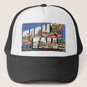 Gorra De Camionero Saludos de Sioux Falls Dakota del Sur, vintage