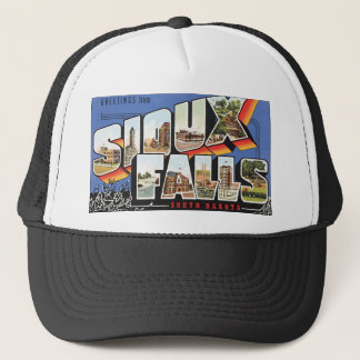 Gorra De Camionero Saludos de Sioux Falls Dakota del Sur, vintage