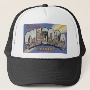 Gorra De Camionero Saludos del tema grande del vintage de la letra de