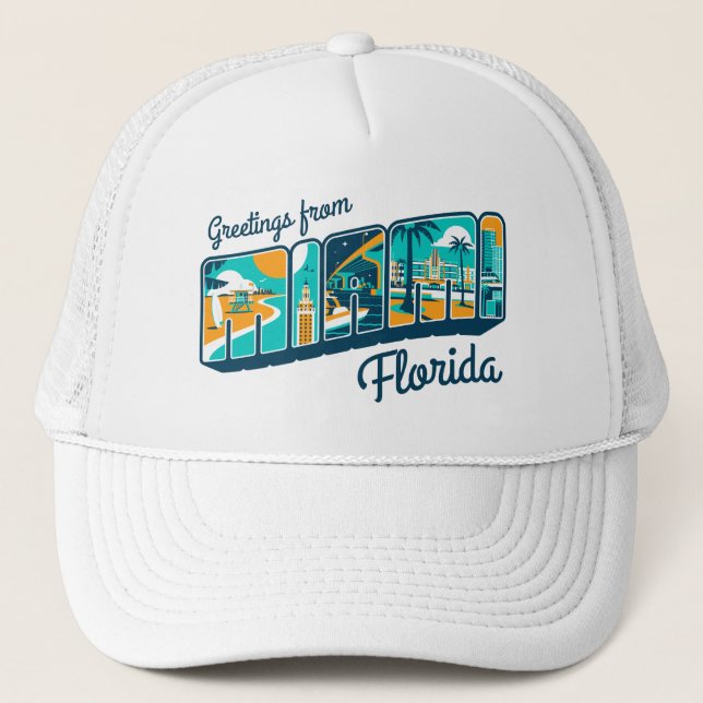 Gorra De Camionero Saludos desde Miami Florida (Anverso)