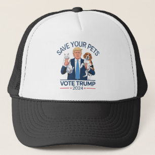 Gorra De Camionero Salva a tus mascotas Vota por Trump Cita de la ele
