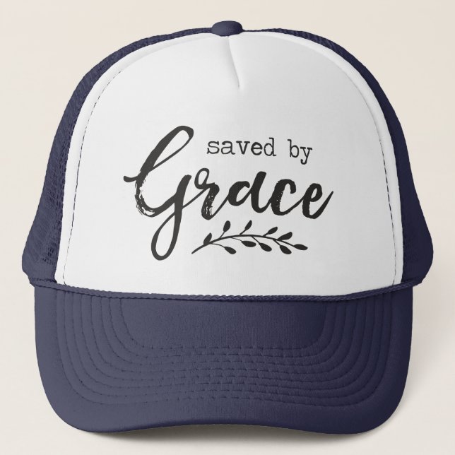 Gorra De Camionero Salvado Por Grace, Rústica Fe Cristiana (Anverso)