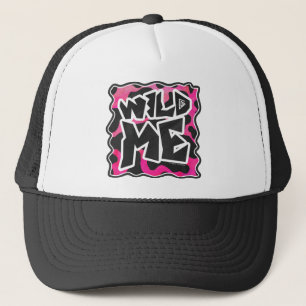 Gorra De Camionero Salvaje de vaca rosa y blanco