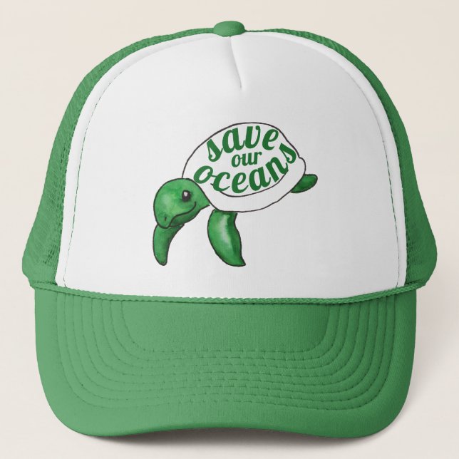 Gorra De Camionero Salvar a nuestra tortuga dulce de los océanos (Anverso)