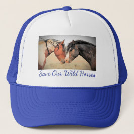 Gorra De Camionero Salvar nuestro salvaje caballo de azul