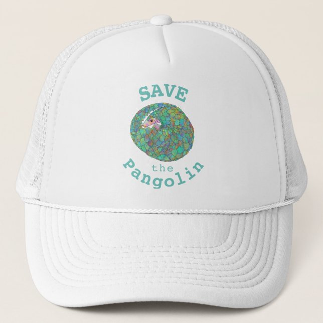 Gorra De Camionero Salven el lema pangolín verde azulado (Anverso)