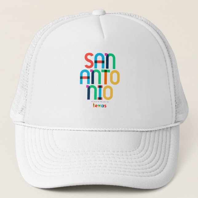Gorra De Camionero San Antonio Texas Mid Century, Arte Pop, (Anverso)