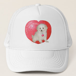 Gorra De Camionero San Valentín de rescate de perros blancos pequeños