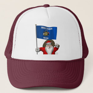 Gorra De Camionero Santa Claus Con El Firme De Wisconsin