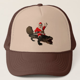 Gorra De Camionero Santa Claus Festividad Montando Un Alligador