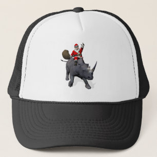 Gorra De Camionero Santa Claus monta sobre rinocerontes rinocerontes