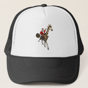 Gorra De Camionero Santa Claus montando una jirafa
