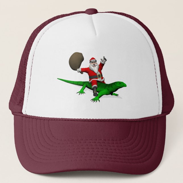 Gorra De Camionero Santa Claus Riding Green Lizard (Anverso)