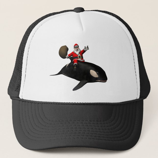 Gorra De Camionero Santa Claus Riding On Orca (Anverso)