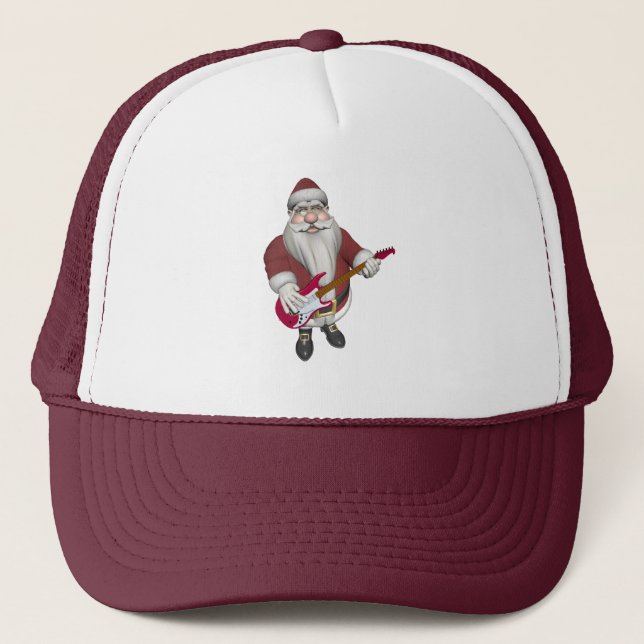 Gorra De Camionero Santa Claus tocando guitarra eléctrica (Anverso)