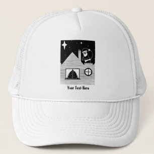 Gorra De Camionero santa contemporánea en el techo navidades negros y