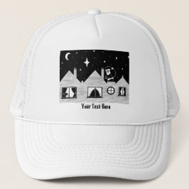Gorra De Camionero santa contemporánea en el techo navidades negros y