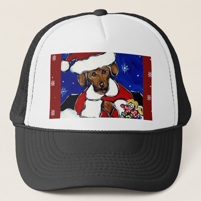 Gorra De Camionero Santa Dachshund (Anverso)
