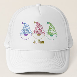 Gorra De Camionero Santa Glitter Modern Cute Christmas Personalized 