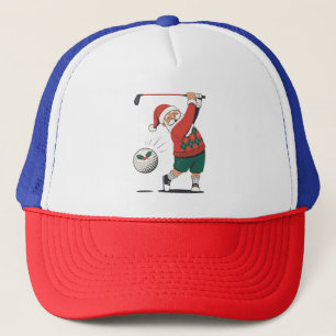 Gorra De Camionero Santa jugando golf jugador de golf de Navidad