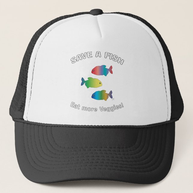Gorra De Camionero SAVE A PESCADO - Come más verduras (Anverso)