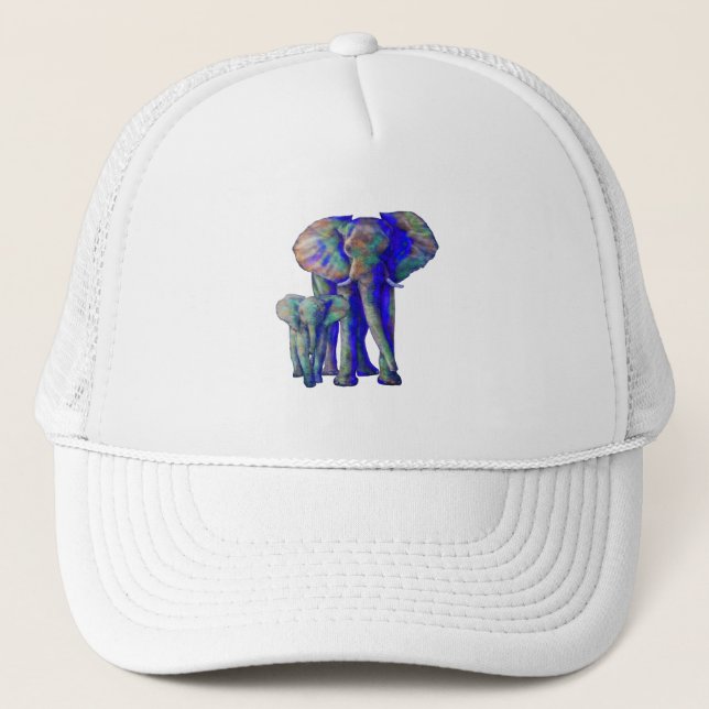 Gorra De Camionero Save The Elephants Art Animal Lover Mama and Baby (Anverso)