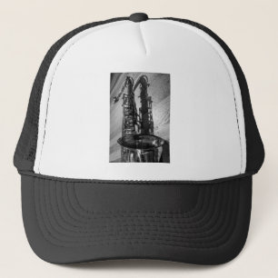 Gorra De Camionero Saxofón tenor negro y blanco