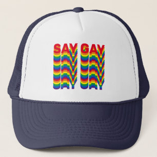 Gorra De Camionero Say Gay rainbow lgbtq patrón retro