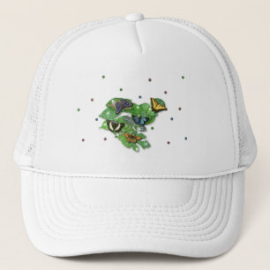 Gorra De Camionero Schmetterlinge mit Blätter, Regentropfen, Perlen