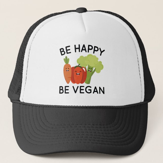 Gorra De Camionero Sé Feliz Sé Vegano (Anverso)