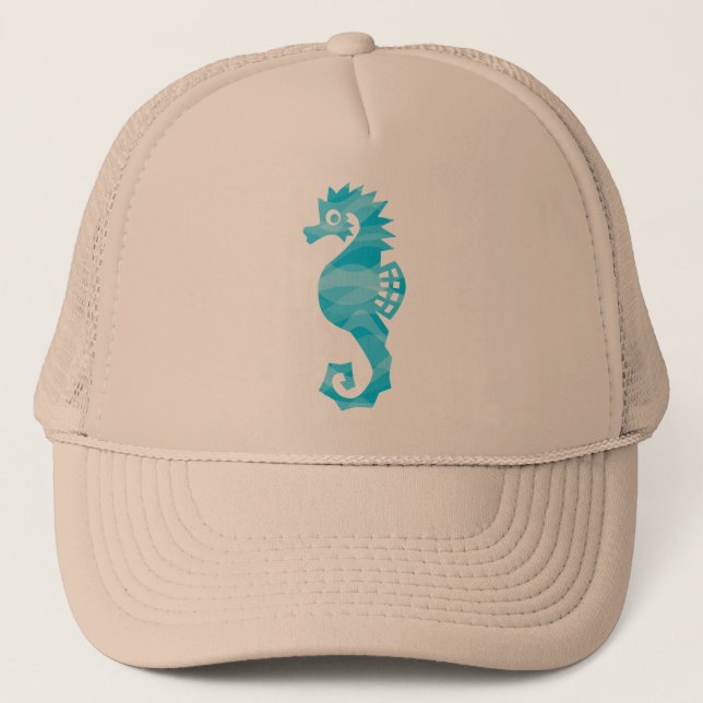Gorra De Camionero Seahorse con las ondas de la aguamarina (Anverso)