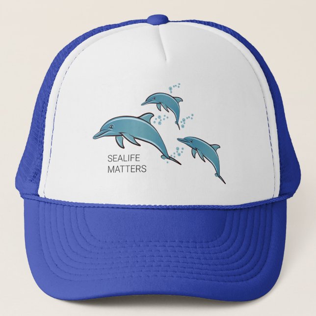 GORRA DE CAMIONERO SEALIFE MATTERS - DELFINES (Anverso)
