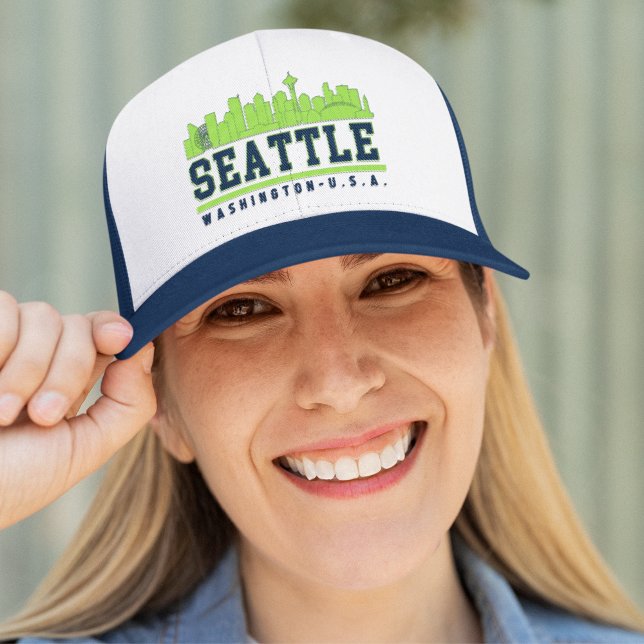 Gorra De Camionero Seattle Washington Funny Skyline City (Subido por el creador)