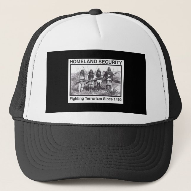 Gorra De Camionero Seguridad de patria india de la foto negra (Anverso)