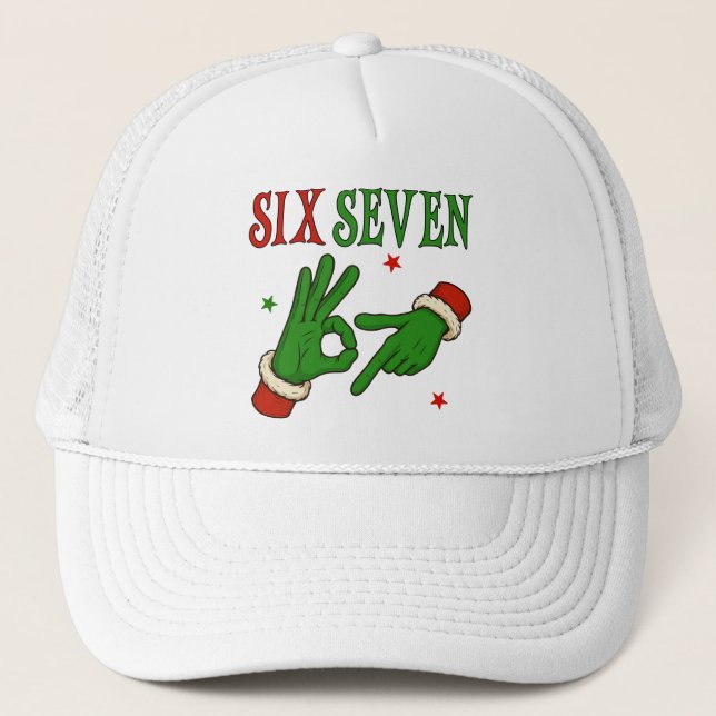 Gorra De Camionero Seis Siete Grinch Mano Señal OK Moda Navidad  (Anverso)