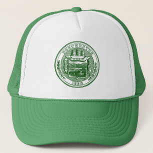 Gorra De Camionero Sello de Dorchester Massachusetts, verde