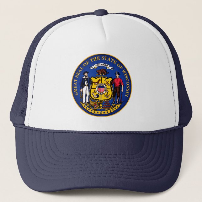 Gorra De Camionero Sello de Estado de Wisconsin (Anverso)