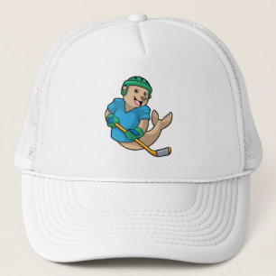 Gorra De Camionero Sello de hockey sobre hielo con bastón de hockey s