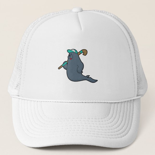 Gorra De Camionero Sello en hockey con bastón de hockey (Anverso)