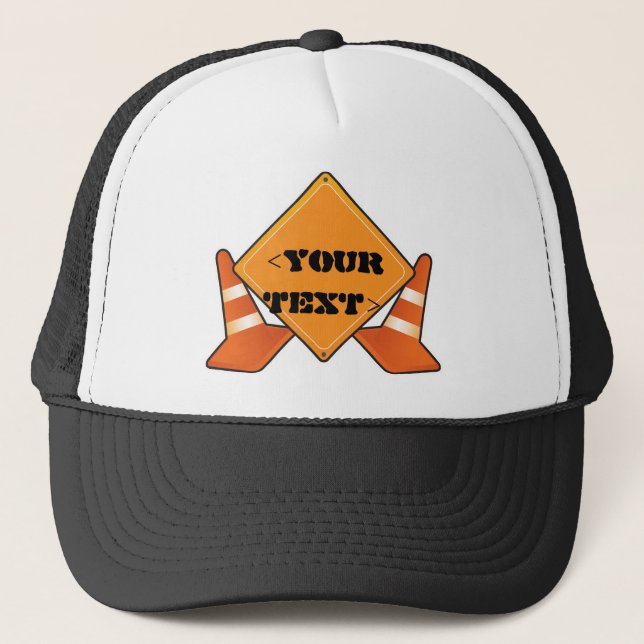 GORRA DE CAMIONERO SEÑAL DE CARRETERA DE CONSTRUCCIÓN PERSONALIZABLE, (Anverso)