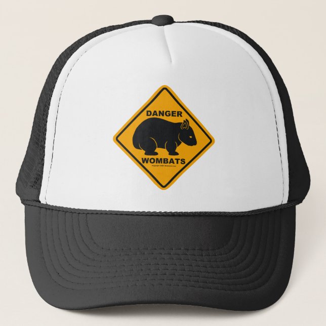 Gorra De Camionero Señal de tráfico del peligro de Wombat (Anverso)