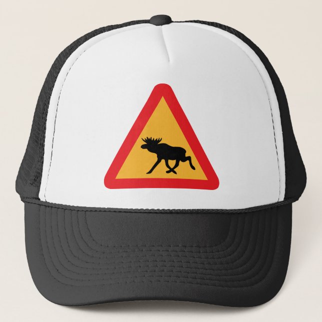 Gorra De Camionero Señal de tráfico sueca de los alces de la (Anverso)
